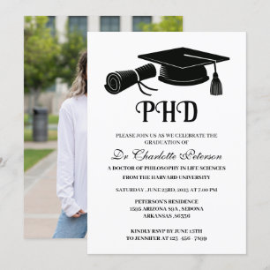 Invitation Photo personnalisée simple Doctorat PHD