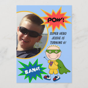 Invitation Photo personnalisée Super Hero Blond Boy Invitatio