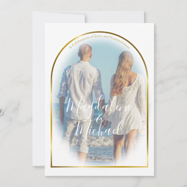 Invitation Photo personnelle Mariage de cadre Arch Gold (Devant)