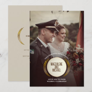 Invitation Photo personnelle   Mariage Feuille Gold Laurel