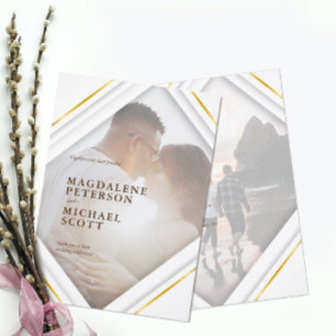 Invitation Photo personnelle Mariage moderne Gold Frame
