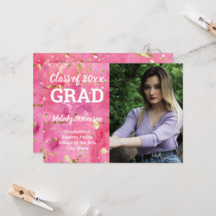 Invitation Photo Pink Watercolor Diplôme d'art