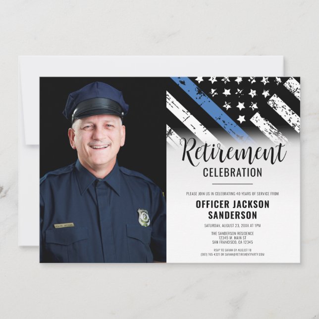 Invitation Photo Police Police Service Retraite (Devant)