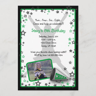 Invitation photo Pom-pom girl verte