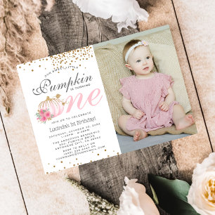 Invitation photo pour 1er anniversaire Fleur de ci
