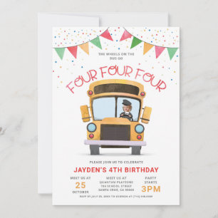 Invitation photo pour 4e anniversaire avec roues d