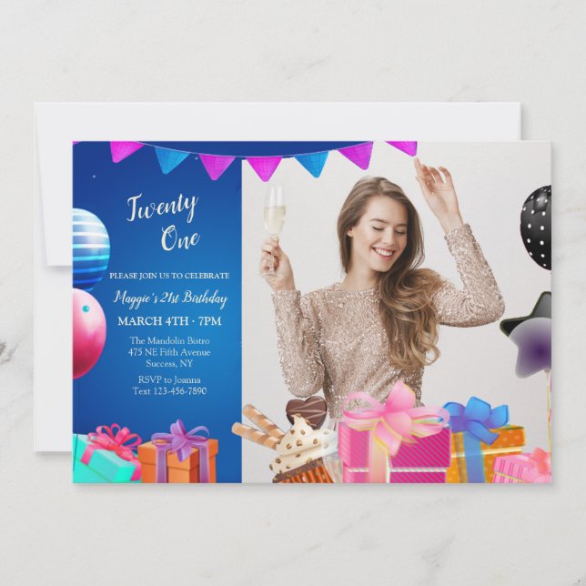 Invitation photo pour célébrer l'anniversaire (Devant)