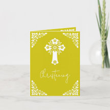 Invitation Photo pour Christening Croix Jaune
