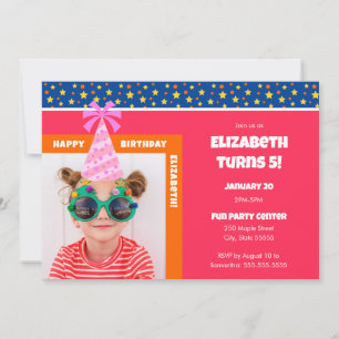 Invitation Photo pour enfant personnalisée Joyeux anniversair