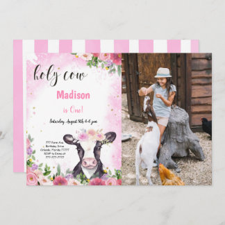 Invitation photo pour l'anniversaire de la vache