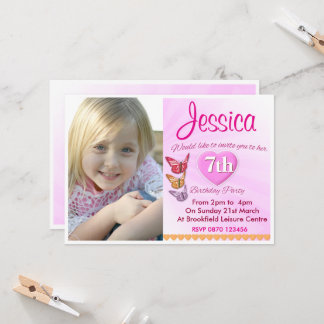 Invitation photo pour l'anniversaire des filles th