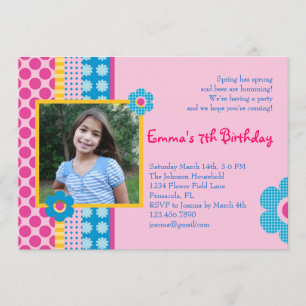 Invitation photo pour l'anniversaire des Fleurs de
