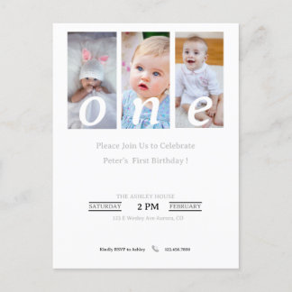 Invitation photo pour le 1er anniversaire garçon, 
