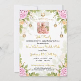 Invitation photo pour le 1er anniversaire Sukhmani