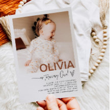 Invitation photo pour le premier anniversaire