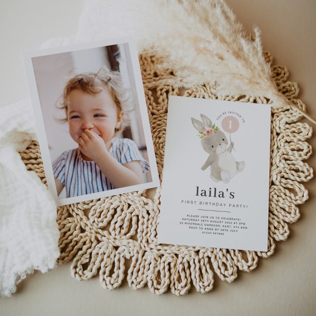Invitation photo pour le premier anniversaire de B (Créateur téléchargé)