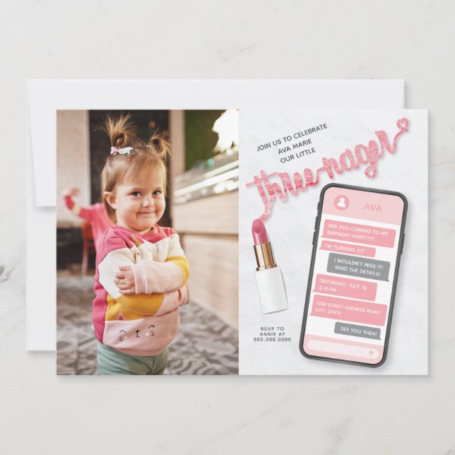 Invitation photo pour le troisième anniversaire de (Devant)