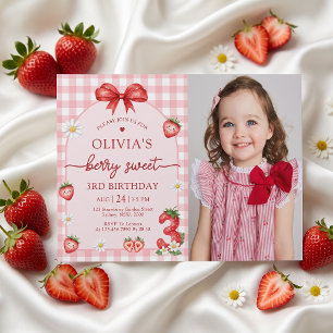 Invitation Photo pour les 3 ans de Bow Berry Sweet