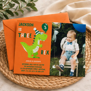 Invitation photo pour les 3 ans de Dinosaur Three 