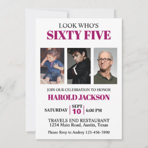 Invitation photo pour les 65 ans ou tout autre âge