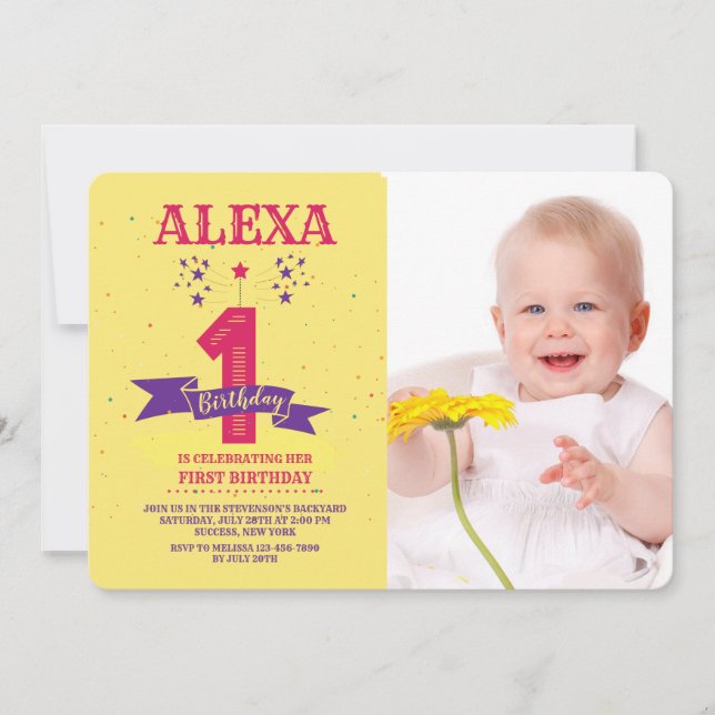 Invitation photo pour un anniversaire (Devant)