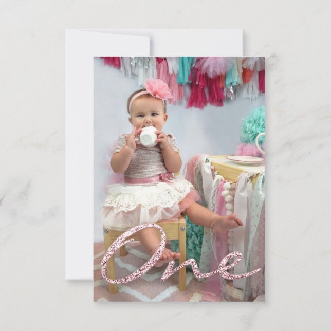 Invitation Photo Premier anniversaire Parties scintillant Ros (Dos)