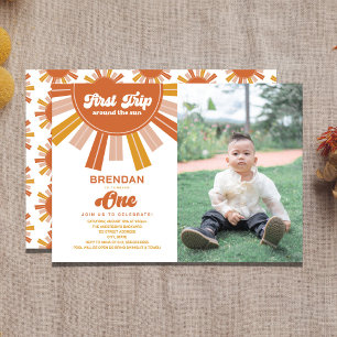 Invitation Photo Premier voyage autour du soleil 1er annivers