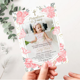 Invitation Photo Présentation 3 ans Papillon