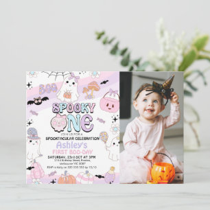 Invitation Photo Purple Girls Éffrayant Halloween 1er anniver