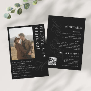 Invitation Photo Qr Code Ampersand Black All in One Mariage