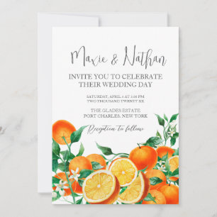 Invitation Photo QR Code Boho Orange Blossom Mariage