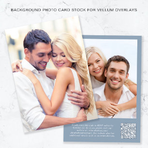 Invitation Photo QR Code Dusty Blue Arrière - plan Vellum Ove