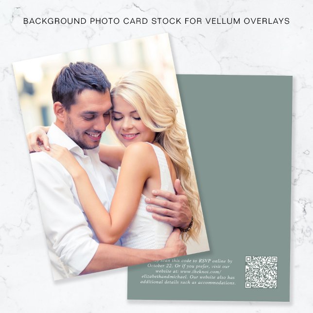 Invitation Photo QR Code Sage Arrière - plan Pour La Superpos (Créateur téléchargé)