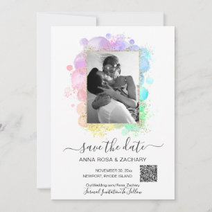 Invitation *~* Photo QR - Pastel ENREGISTRER LA DATE Website 