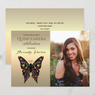 Invitation Photo Quinceanera 15 ans Anniversaire Or