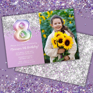 Invitation Photo Rainbow Sparkle 8e anniversaire