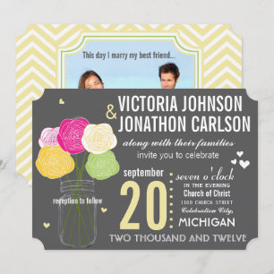 Invitation Photo Ranunculus Typographie Mariage moderne