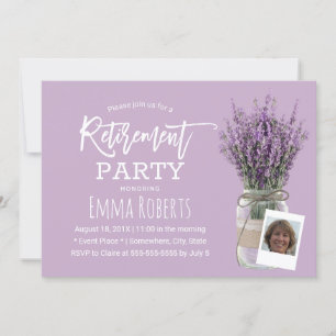 Invitation Photo Retraite Classique Lavande Florale Jar Purpl