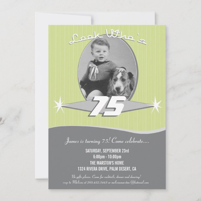 Invitation photo Retro Milestone Anniversaire (Devant)