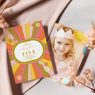 Invitation Photo Retro Super 70's Anniversaire de enfant à th