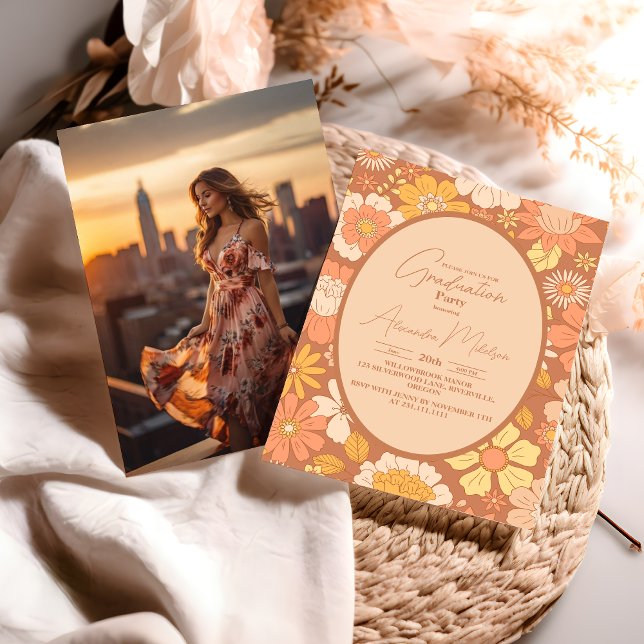 Invitation Photo Retro Super 70's Graduation à thème (Créateur téléchargé)