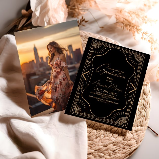 Invitation Photo Roaring 20s Gatsby Art Déco Graduation (Créateur téléchargé)