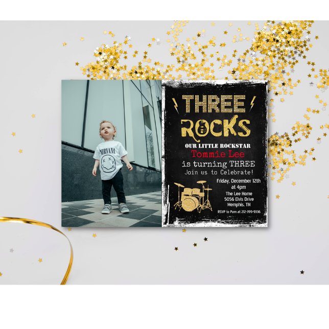 Invitation photo Rockstar 3e anniversaire (Créateur téléchargé)