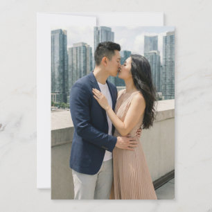 Invitation Photo romantique beige et marine