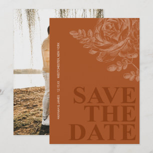 Invitation Photo romantique Floral Terracotta Enregistrer la