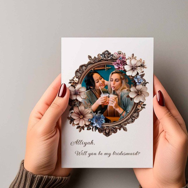Invitation Photo ronde de la flore victorienne Proposition de (Victorian Round Frame WYB Card)