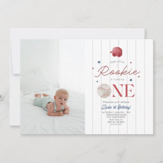 Invitation Photo Rookie Baseball casquettes Garçons 1er anniv