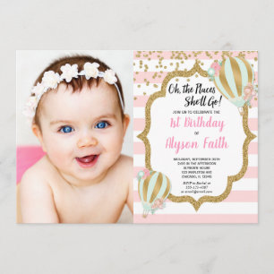 Invitation Photo rose chaude d'or de ęr anniversaire de