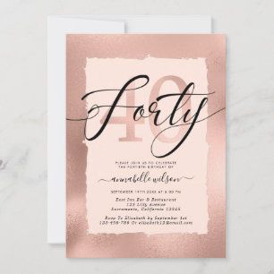 Invitation Photo Rose Gold Foil 40e anniversaire