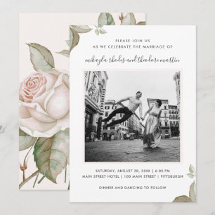 Invitation photo Rose Mariage Peach
